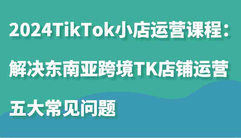 2024TikTok小店运营课程：解决东南亚跨境TK店铺运营五大常见问题-玩备项目资源网
