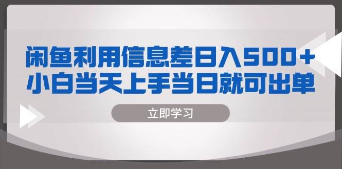 （13170期）闲鱼利用信息差 日入500+  小白当天上手 当日就可出单-玩备项目资源网