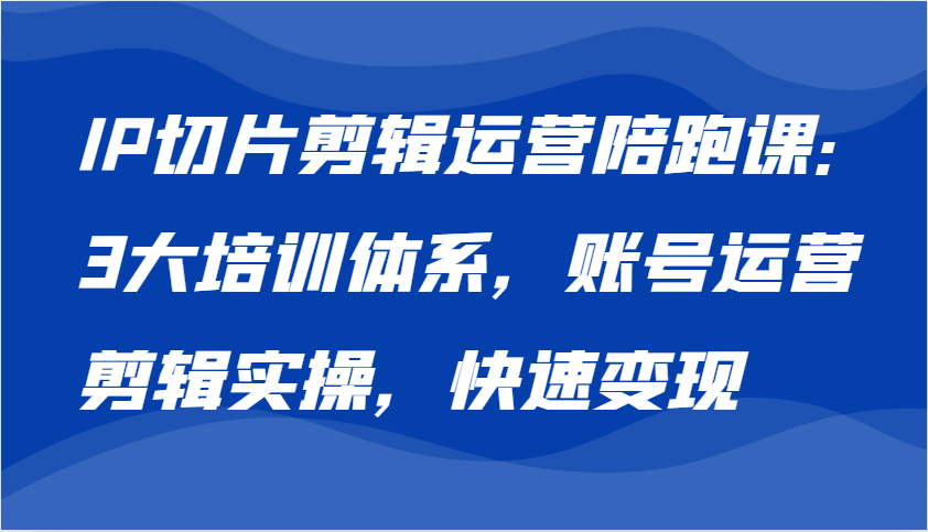 IP切片剪辑运营陪跑课，3大培训体系：账号运营 剪辑实操 快速变现-玩备项目资源网