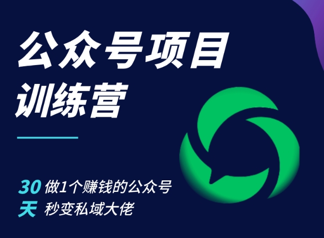 公众号项目训练营，30天做1个赚钱的公众号，秒变私域大佬-玩备项目资源网