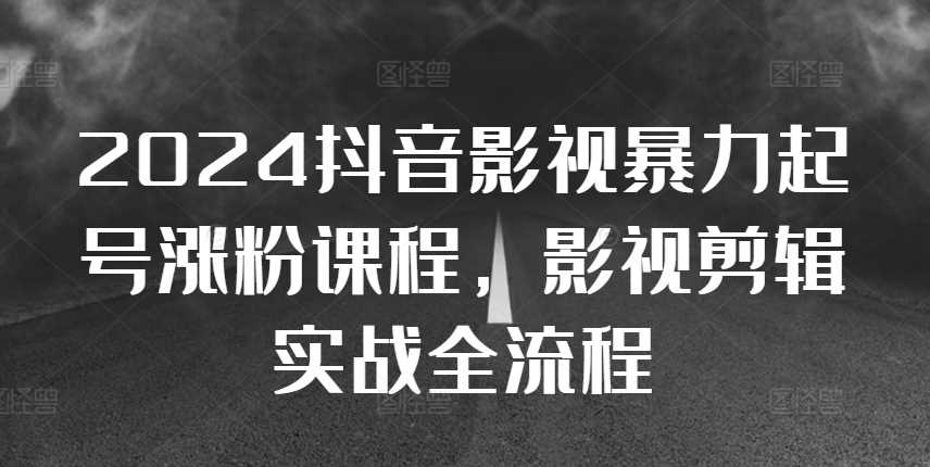 2024抖音影视暴力起号涨粉课程，影视剪辑搬运实战全流程-玩备项目资源网