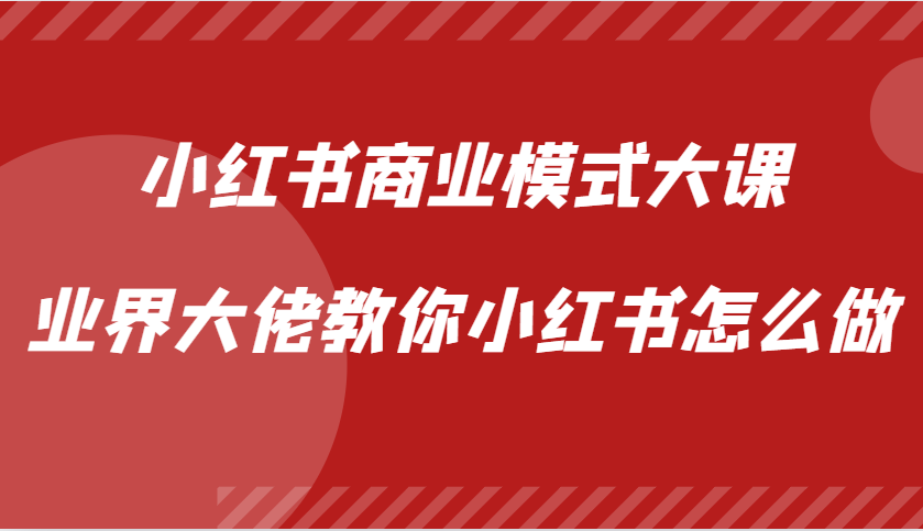 小红书商业模式大课，业界大佬教你小红书怎么做【视频课】-玩备项目资源网