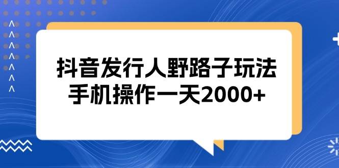 （13220期）抖音发行人野路子玩法，手机操作一天2000+-玩备项目资源网