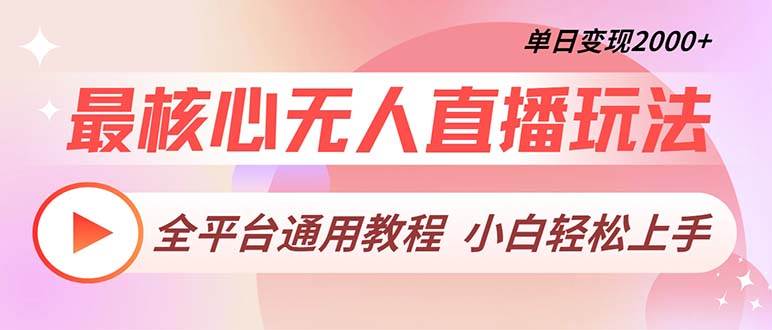 （13221期）最核心无人直播玩法，全平台通用教程，单日变现2000+-玩备项目资源网