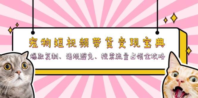宠物短视频带货变现宝典：爆款复制、违规避免、搜索流量占领全攻略-玩备项目资源网