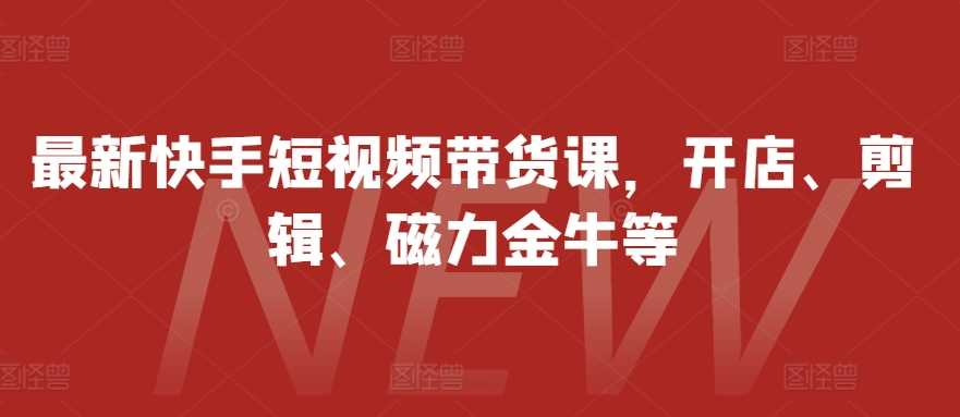 最新快手短视频带货课，开店、剪辑、磁力金牛等-玩备项目资源网