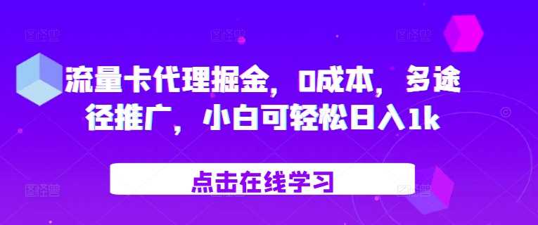 流量卡代理掘金，0成本，多途径推广，小白可轻松日入1k-玩备项目资源网