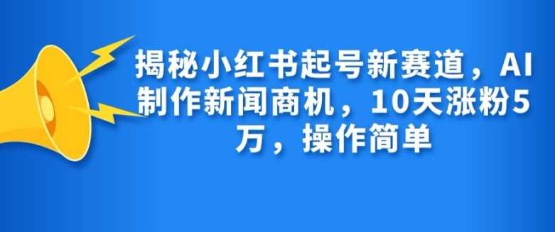 揭秘小红书起号新赛道，AI制作新闻商机，10天涨粉1万，操作简单-玩备项目资源网