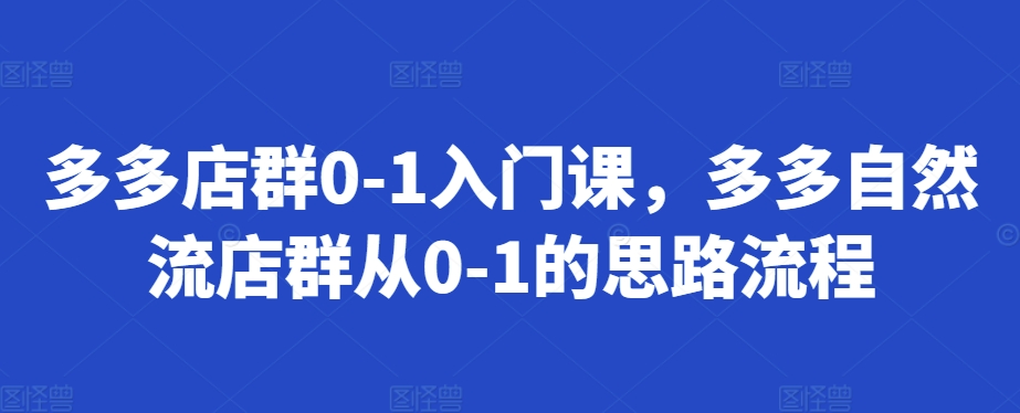 多多店群0-1入门课，多多自然流店群从0-1的思路流程-玩备项目资源网