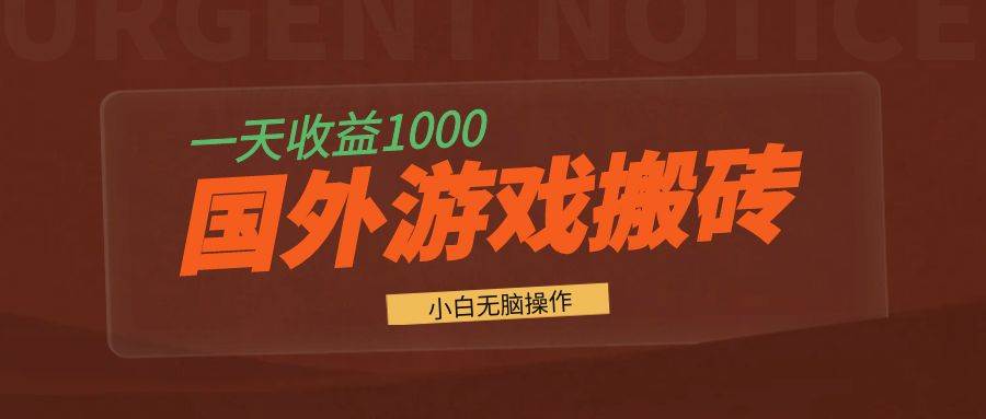 （13321期）国外游戏全自动搬砖，一天收益1000+ 小白无脑操作-玩备项目资源网