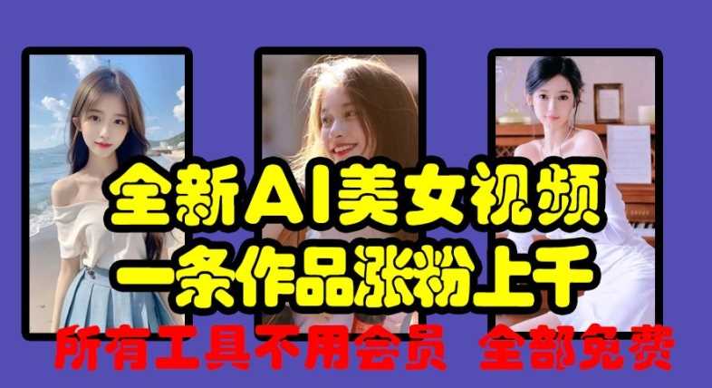 全新AI美女视频，一条作品涨粉上千，所有工具不用会员，全部免费-玩备项目资源网