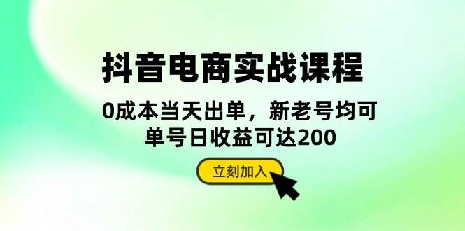 （13350期）抖音 电商实战课程：从账号搭建到店铺运营，全面解析五大核心要素-玩备项目资源网