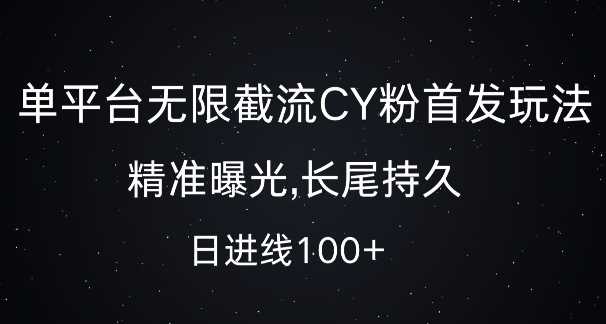 单平台无限截流创业粉首发玩法，精准曝光，长尾持久，日引流100+【揭秘】-玩备项目资源网