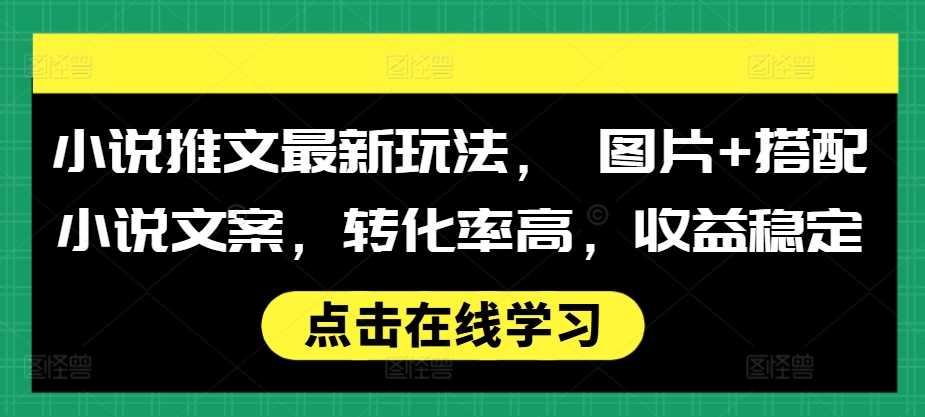 小说推文最新玩法， 图片+搭配小说文案，转化率高，收益稳定-玩备项目资源网