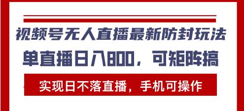 （13377期）视频号无人直播最新防封玩法，实现日不落直播，手机可操作，单直播日入…-玩备项目资源网