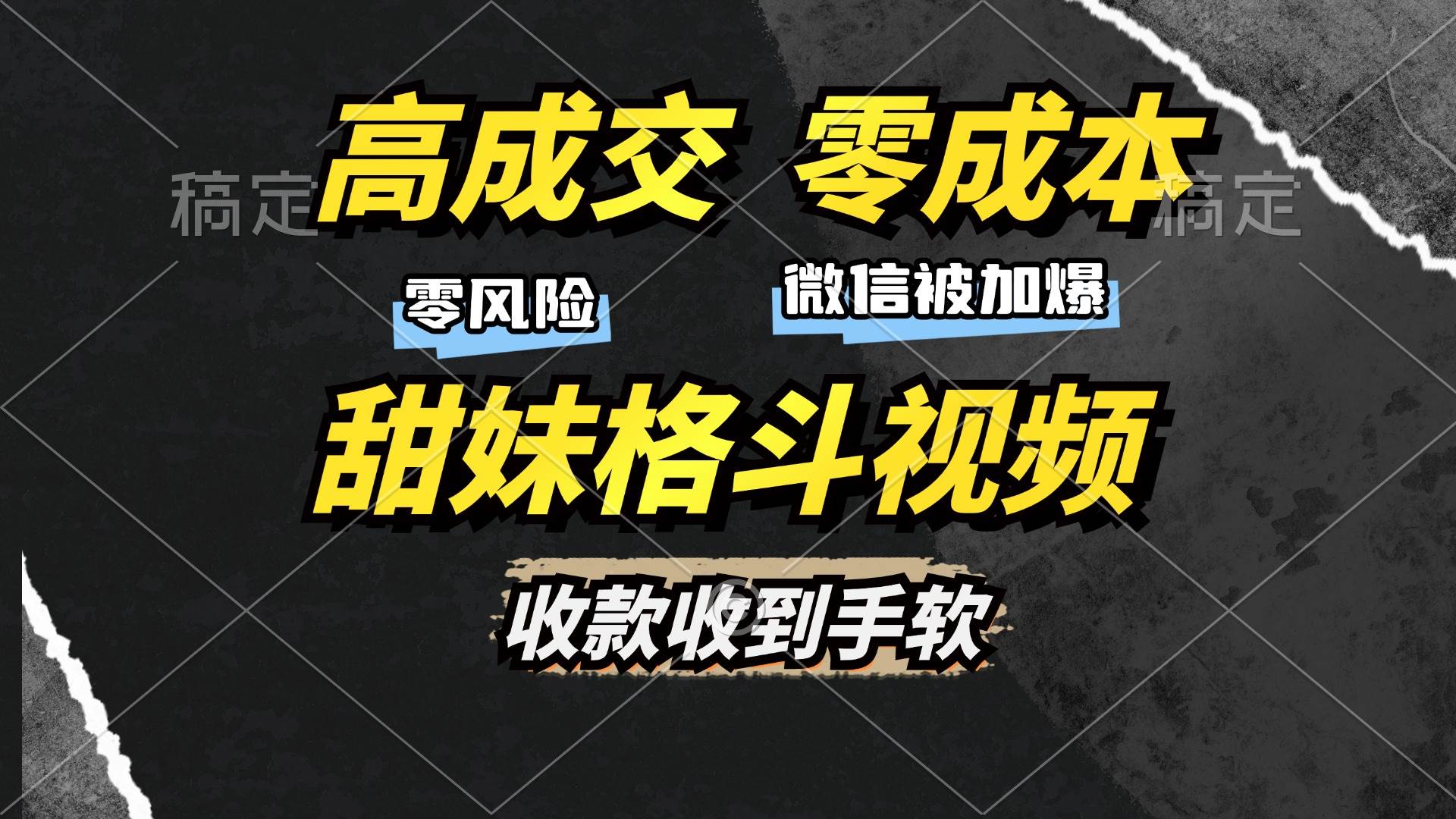 （13384期）高成交零成本，售卖甜妹格斗视频，谁发谁火，加爆微信，收款收到手软-玩备项目资源网