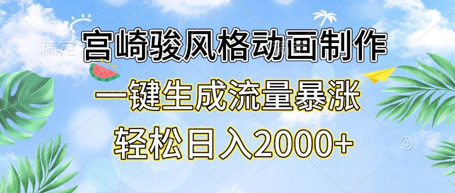 （13386期）宫崎骏风格动画制作，一键生成流量暴涨，轻松日入2000+-玩备项目资源网
