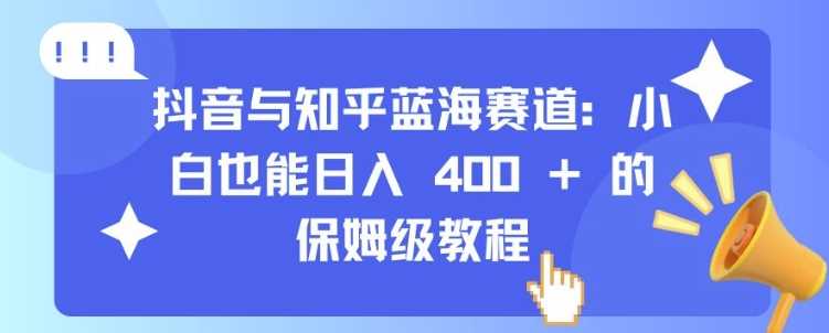 抖音与知乎蓝海赛道：小白也能日入 4张 的保姆级教程-玩备项目资源网