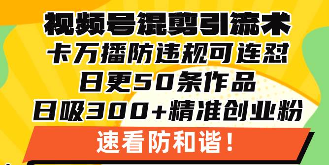 （13400期）视频号混剪引流技术，500万播放引流17000创业粉，操作简单当天学会-玩备项目资源网