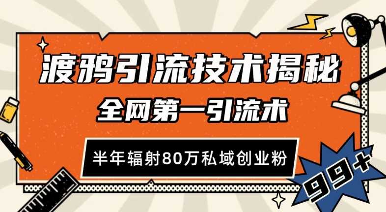 渡鸦引流技术，全网第一引流术，半年辐射80万私域创业粉 【揭秘】-玩备项目资源网