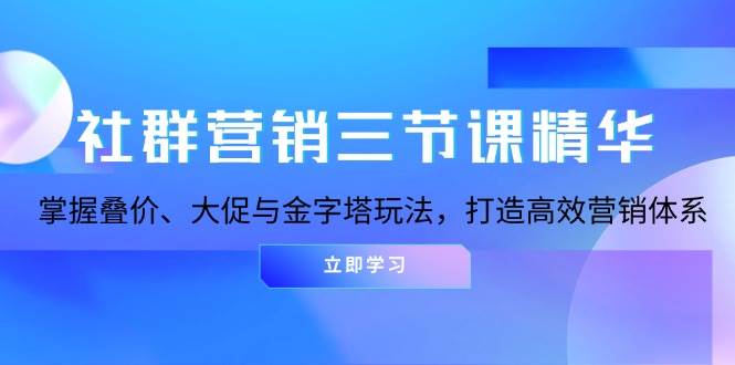 （13431期）社群营销三节课精华：掌握叠价、大促与金字塔玩法，打造高效营销体系-玩备项目资源网
