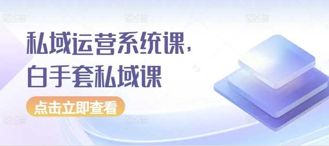 私域运营系统课，白手套私域课-玩备项目资源网