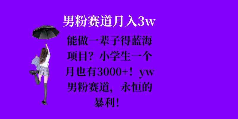 能做一辈子的蓝海项目？小学生一个月也有3000+，yw男粉赛道，永恒的暴利-玩备项目资源网