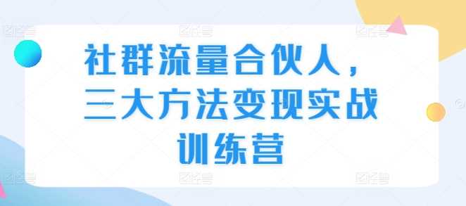 社群流量合伙人，三大方法变现实战训练营-玩备项目资源网