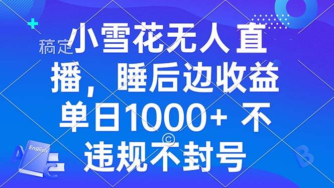 （13491期）小雪花无人直播 睡后收益单日1000+ 零粉丝新号开播 不违规 看完就会-玩备项目资源网