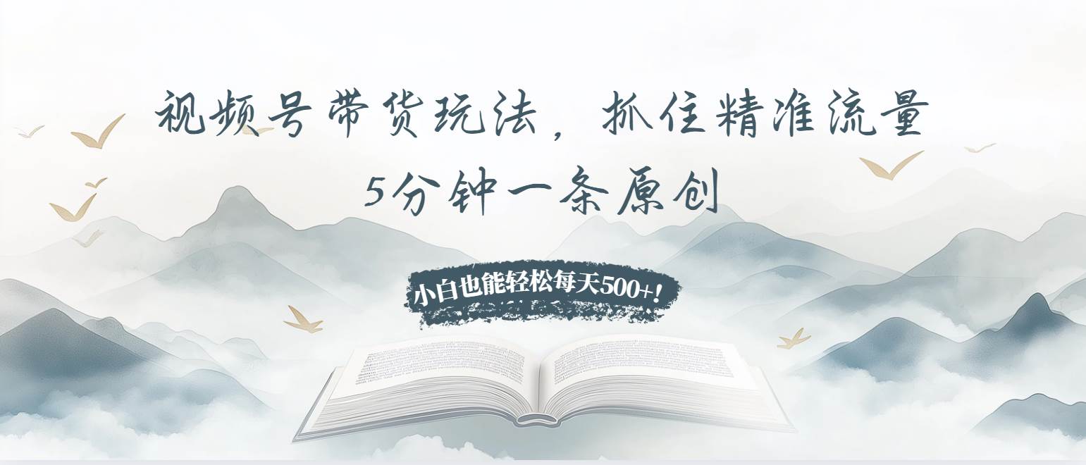 （13492期）视频号带货玩法，抓住精准流量，5分钟一条原创，小白也能轻松每天500+！-玩备项目资源网