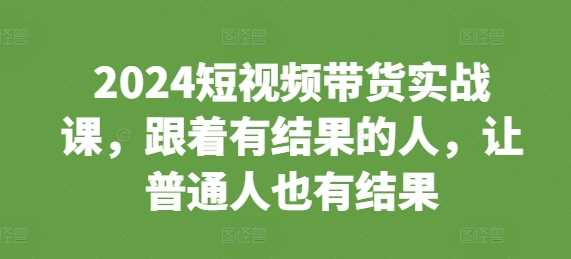2024短视频带货实战课，跟着有结果的人，让普通人也有结果-玩备项目资源网