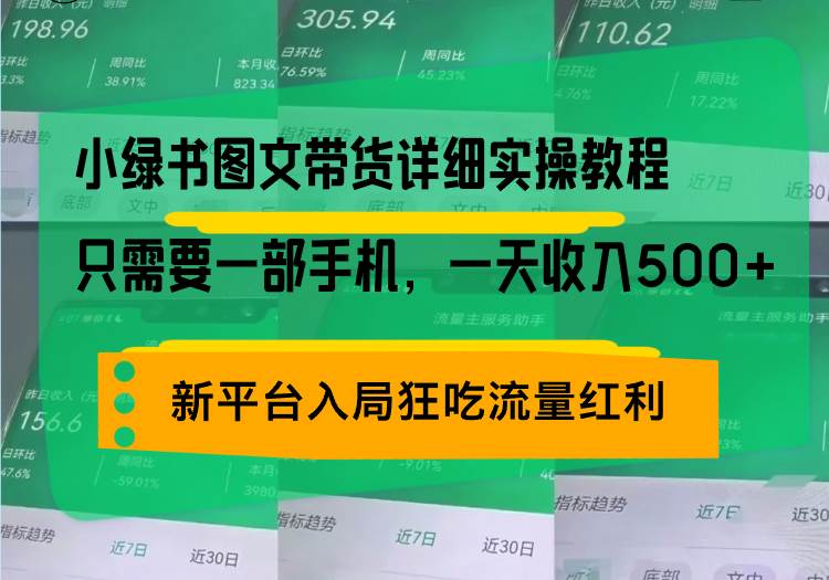 （13509期）小绿书图文带货详细实操教程，只需要一部手机，一天收入500+，轻松变现-玩备项目资源网