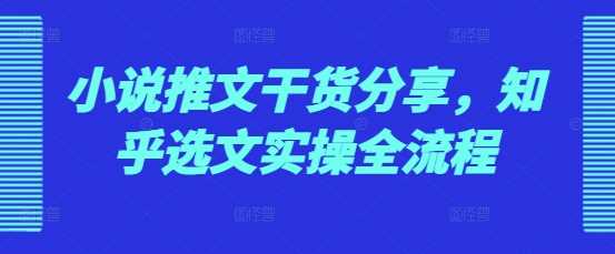 小说推文干货分享，知乎选文实操全流程-玩备项目资源网