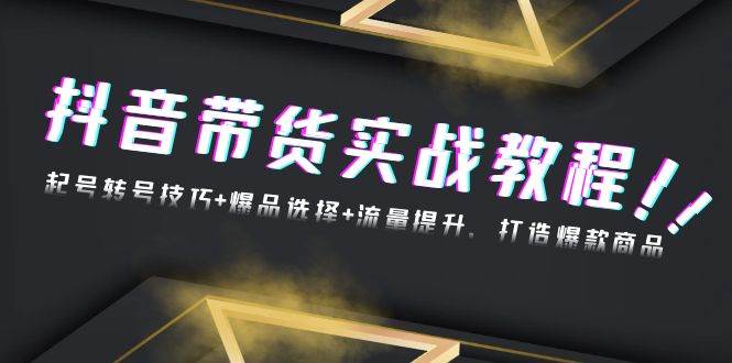 （13526期）抖音带货实战教程：起号转号技巧+爆品选择+流量提升，打造爆款商品-玩备项目资源网