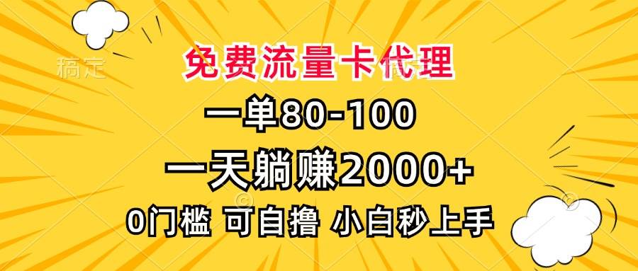 （13551期）一单80，免费流量卡代理，一天躺赚2000+，0门槛，小白也能轻松上手-玩备项目资源网