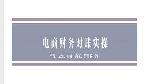 电商财务对账实操-京东天猫淘宝拼多多抖音电商财务对账-玩备项目资源网