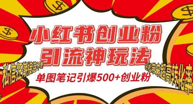小红书创业粉引流神玩法，单图笔记引爆500+精准创业粉丝，私信狂潮接连不断-玩备项目资源网