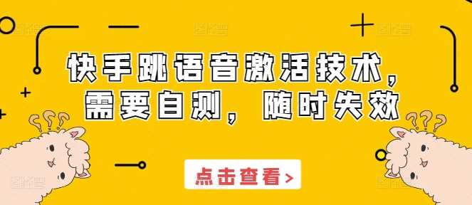 快手跳语音激活技术，需要自测，随时失效-玩备项目资源网