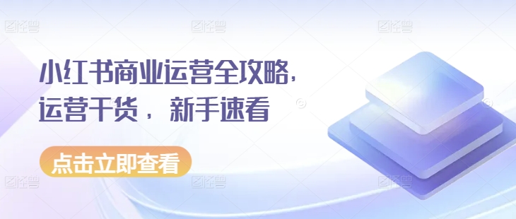 小红书商业运营全攻略，运营干货 ，新手速看-玩备项目资源网