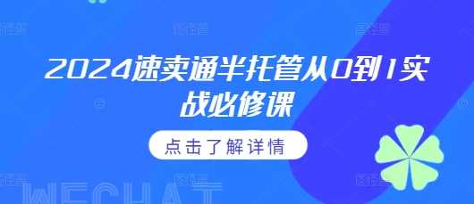 2024速卖通半托管从0到1实战必修课，掌握通投广告打法、熟悉速卖通半托管的政策细节-玩备项目资源网