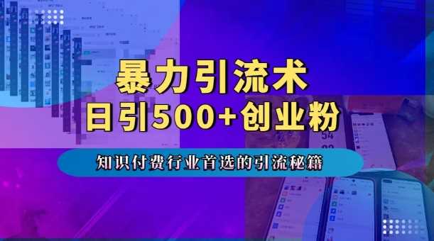 暴力引流术，专业知识付费行业首选的引流秘籍，一天暴流500+创业粉，五个手机流量接不完!-玩备项目资源网