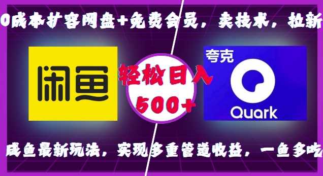 0成本扩容网盘+免费会员，卖技术，拉新，咸鱼最新玩法，实现多重管道收益，一鱼多吃，轻松日入500+-玩备项目资源网