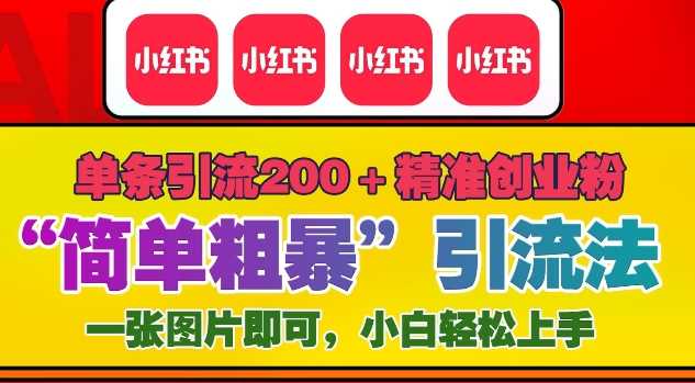 12月底小红书”简单粗暴“引流法，单条引流200+精准创业粉-玩备项目资源网