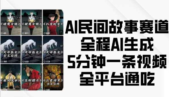 AI民间故事赛道，全程AI生成5分钟一条视频，全平台通吃-玩备项目资源网
