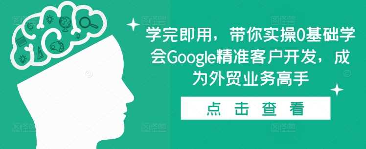 学完即用，带你实操0基础学会Google精准客户开发，成为外贸业务高手-玩备项目资源网
