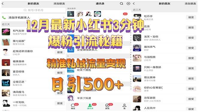 （13653期）12月最新小红书3分钟爆粉引流秘籍 精准私域流量变现 日引500+-玩备项目资源网