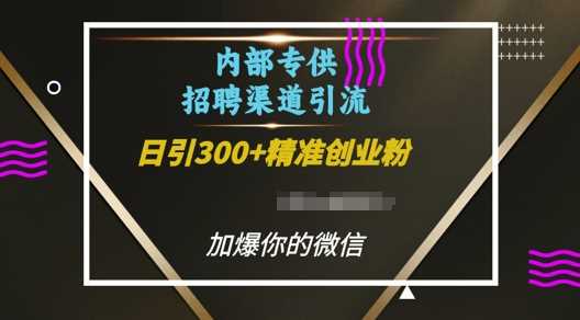 内部招聘渠道日引流300+创业粉，加爆你的微信【揭秘】-玩备项目资源网