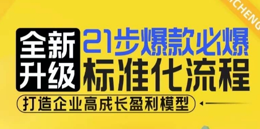 21步爆款必爆标准化流程，全新升级，打造企业高成长盈利模型-玩备项目资源网
