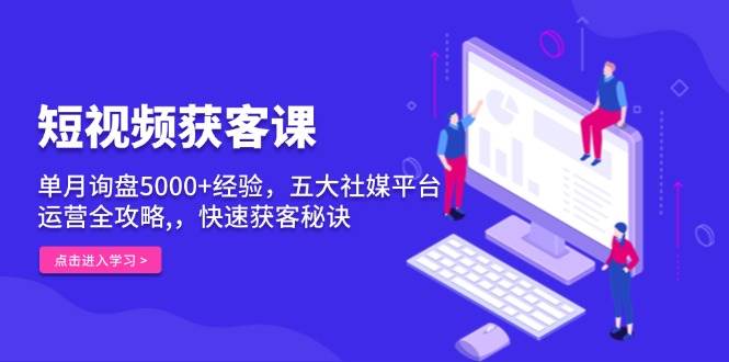 （13715期）短视频获客课，单月询盘5000+经验，五大社媒平台运营全攻略,，快速获客…-玩备项目资源网