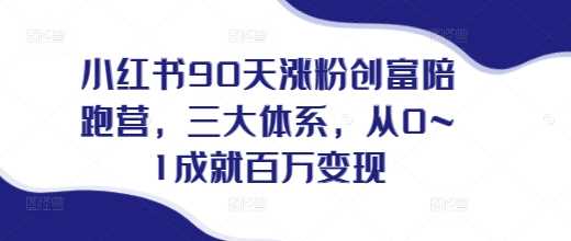 小红书90天涨粉创富陪跑营，​三大体系，从0~1成就百万变现，做小红书的最后一站-玩备项目资源网